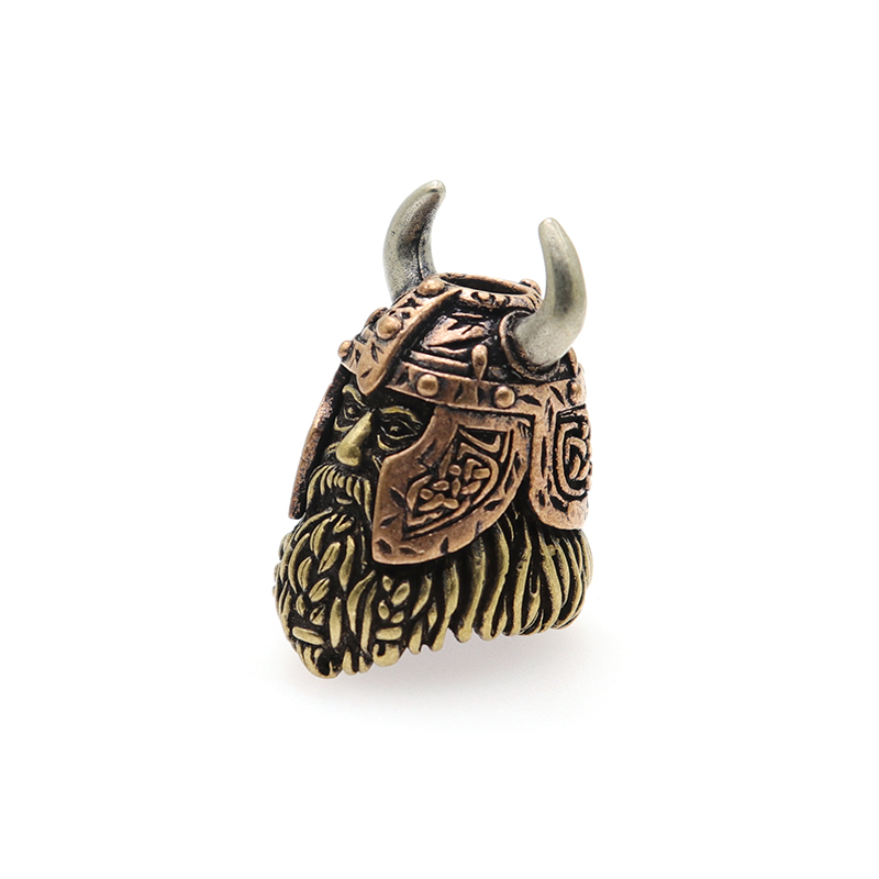 CNEDC Brass Copper Viking Man Beads Lanyard Paracord Key Rings Pendants