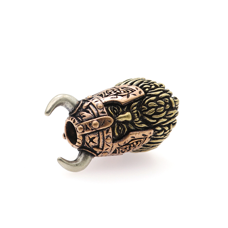 CNEDC Brass Copper Viking Man Beads Lanyard Paracord Key Rings Pendants