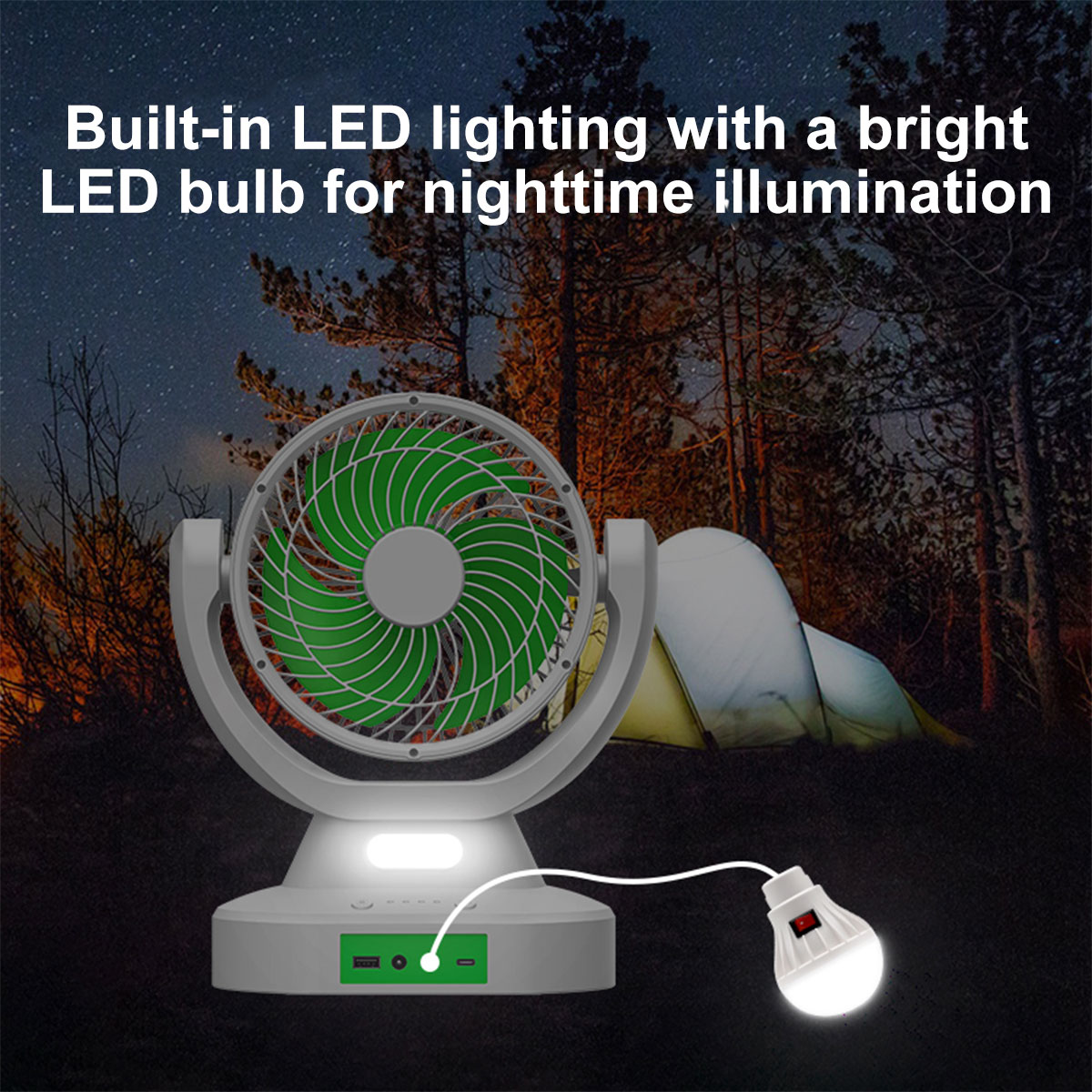 Jiditech 7-inch Solar Fan Built-in LED lighting Electric Fan ...