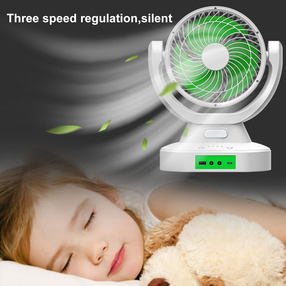 Jiditech 7-inch Solar Fan Built-in LED lighting Electric Fan ...