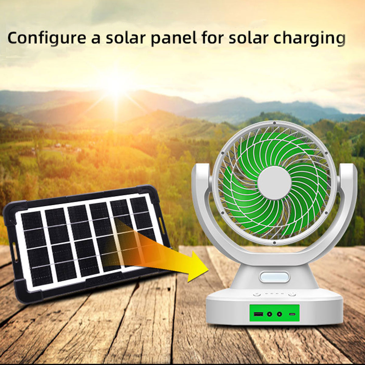 Jiditech 7-inch Solar Fan Built-in LED lighting Electric Fan ...