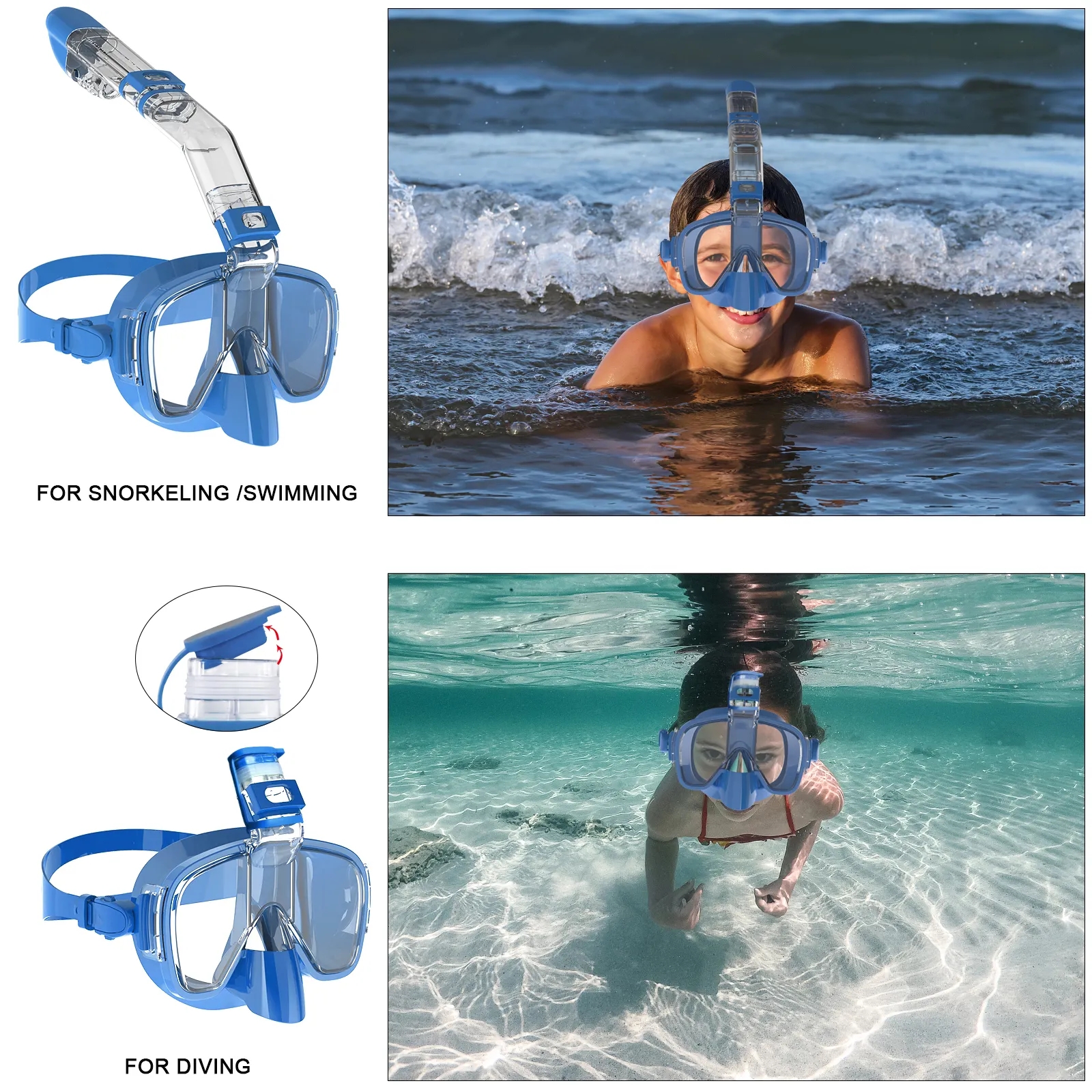 CCZedo Diving Masks Set Foldable Anti-Fog With Full Dry Top System ...
