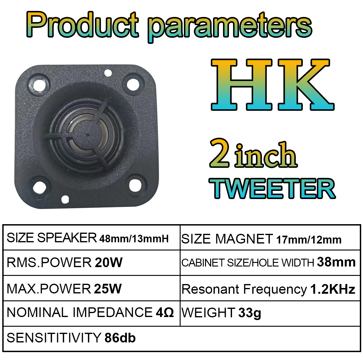 999DIY HK 2inch Tweeter 4Ω 15W treble speaker 2 inch tweeter DIY Bass ...