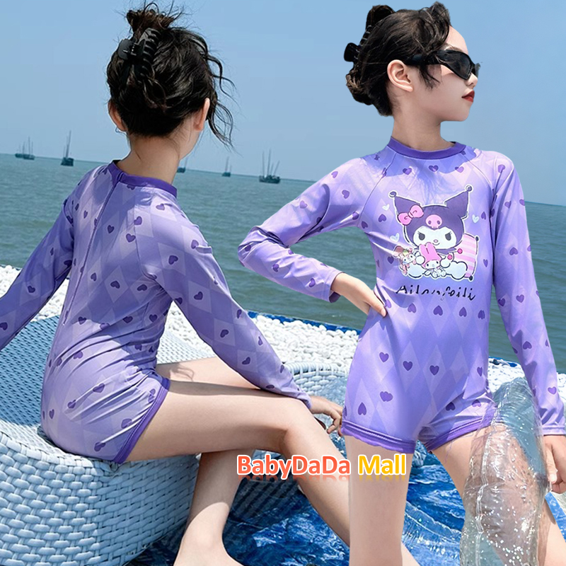 3PCS Girls Children Swimwear Summer Korean cartoon sunscreen Kuromi ...
