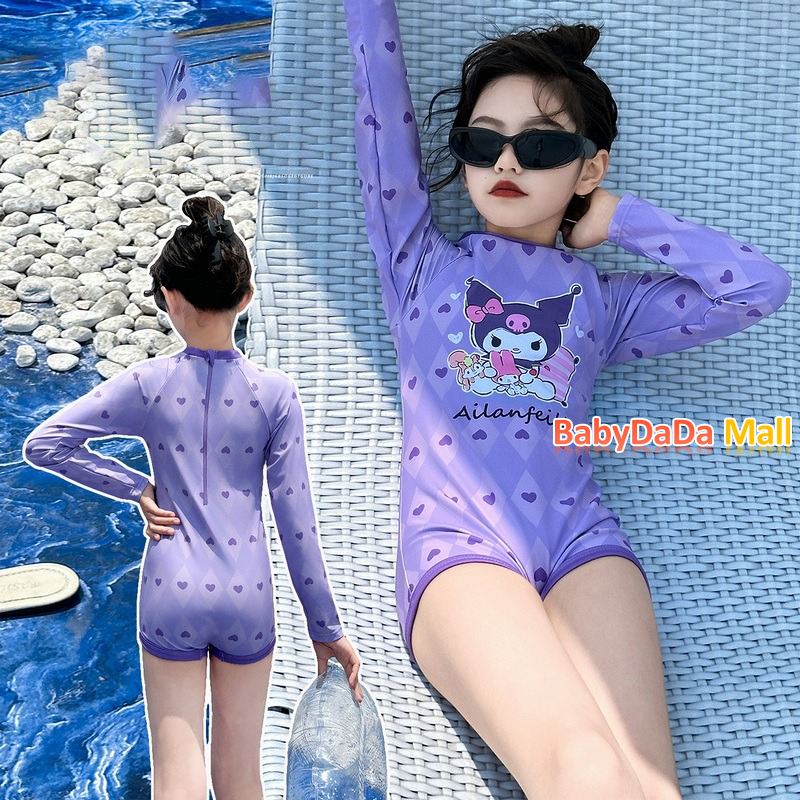 3PCS Girls Children Swimwear Summer Korean cartoon sunscreen Kuromi ...