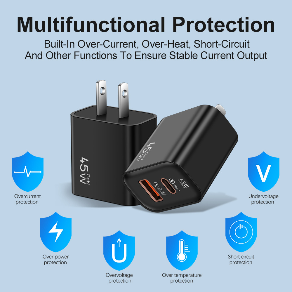 45W USB PD Wall Charger Travel Home Adapter Fast Charging For Universal ...