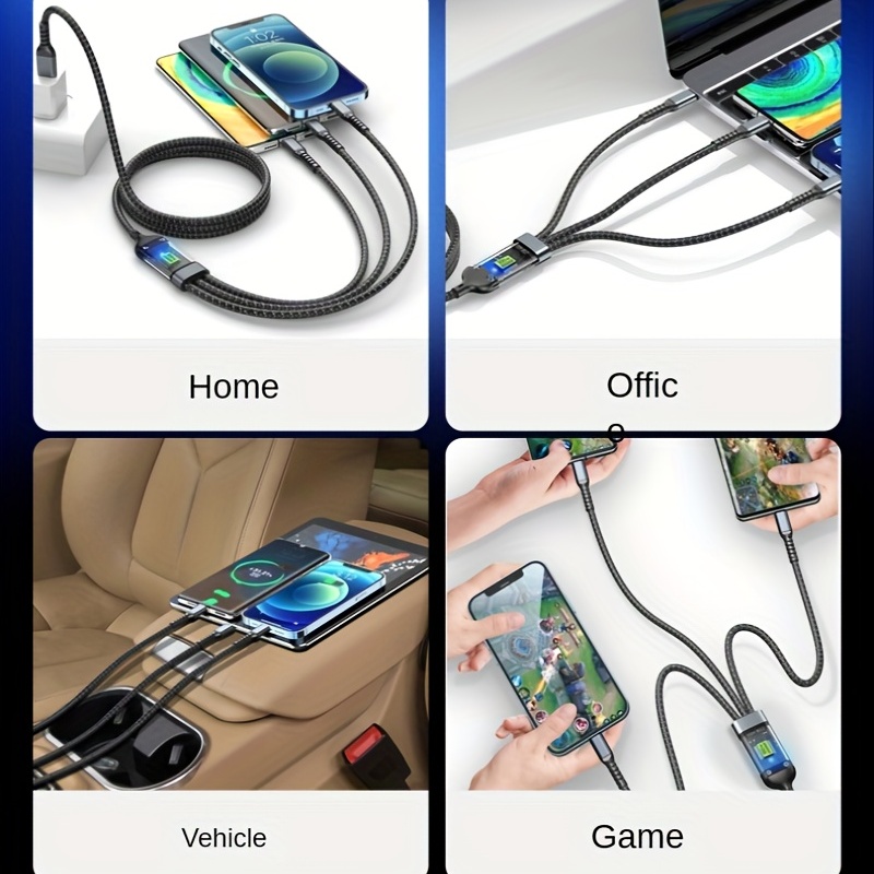 3 for 1 Data Cable, PD100W Digital Display Data Cable, Fast Charging ...