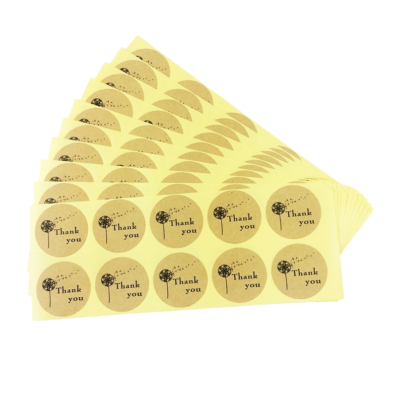 100pieces Dandelion Thank you Self Adhesive Kraft Baking Seal Sticker ...