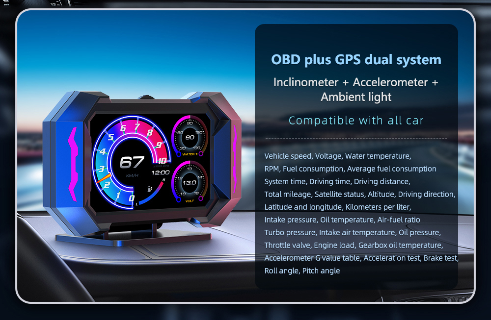 P25 OBD OBD2 Gauge Car HUD Head Up Display Gauge Display Tachometer ...