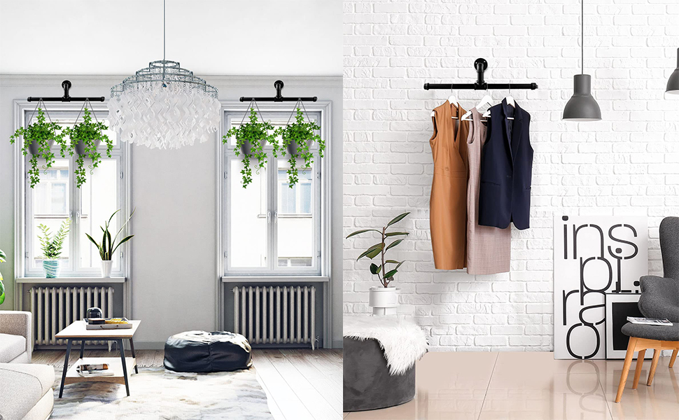 Industrial Clothes Rack Wall-mounted Clothes Hanging Rack Heavy Duty ...