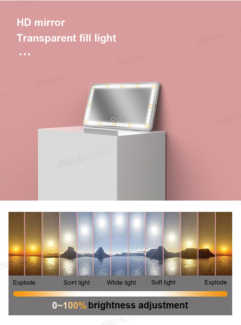 SEAMETAL Car Visor Mirror Vanity with Lights 3 Mode LED Upgrade Monitor