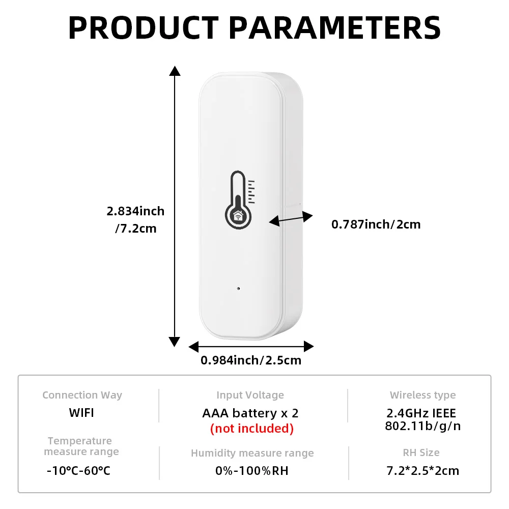 Tuya WiFi Temperature Humidity Sensor Indoor Humidity Sensor Battery ...