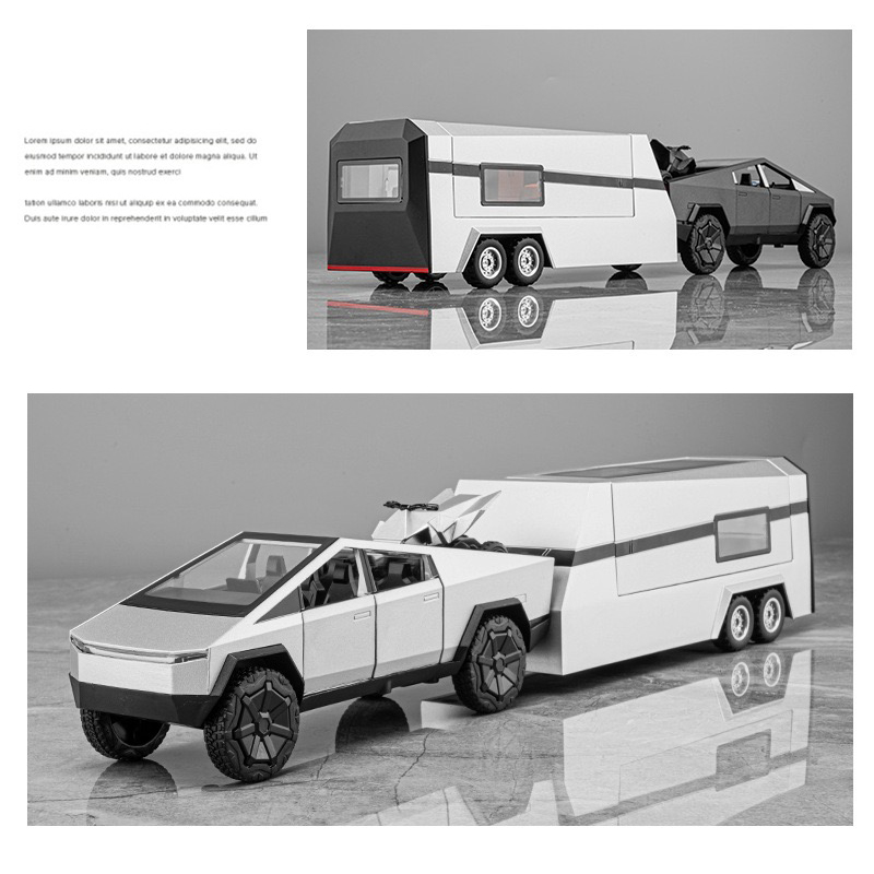 1:24 Scale Tesla Pickup Camping RV Alloy model die-cast car Sound Light ...