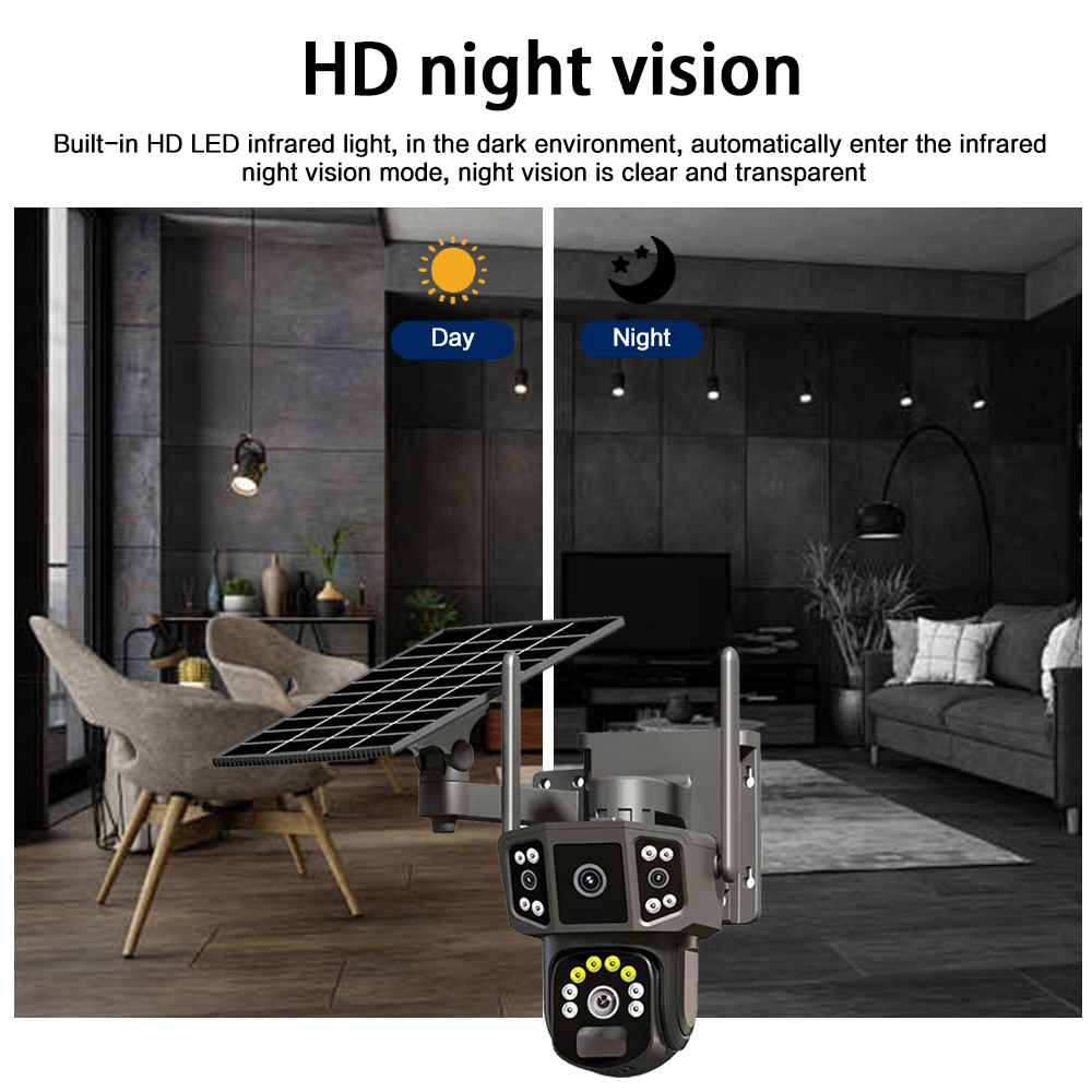LLSEE v380 8MP 10x zoom 4K dual lens 4G SIM card solar camera WIFI ...