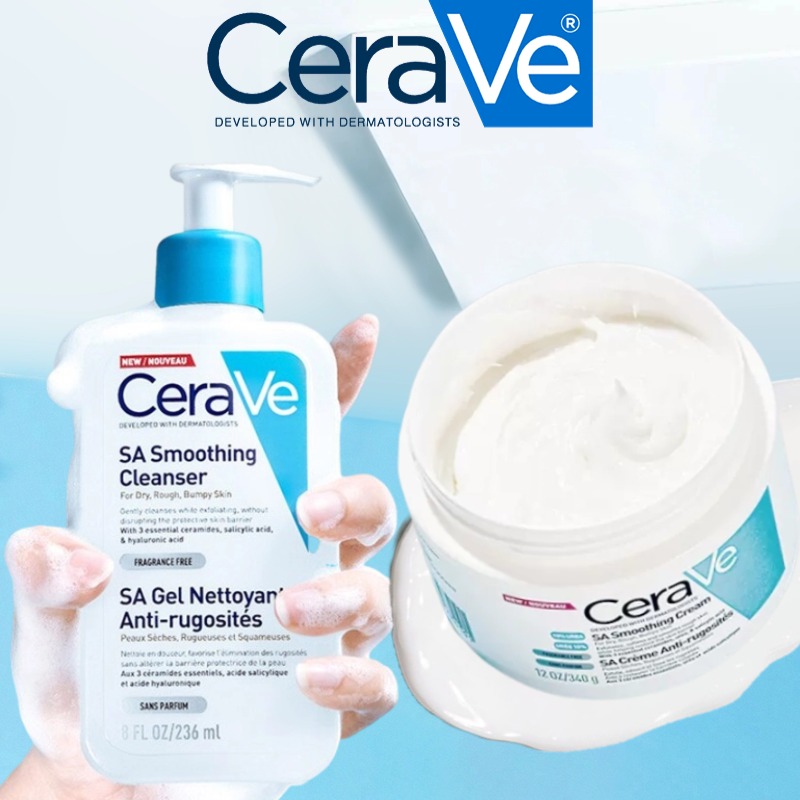 CeraVe SA Smoothing Cleanser Cream Set Moisturizing Anti Rugosites For ...
