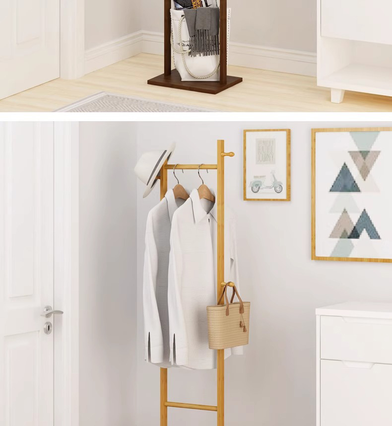 gooreestyle clothes bamboo rack clothes Rack Stand Wood Double column ...
