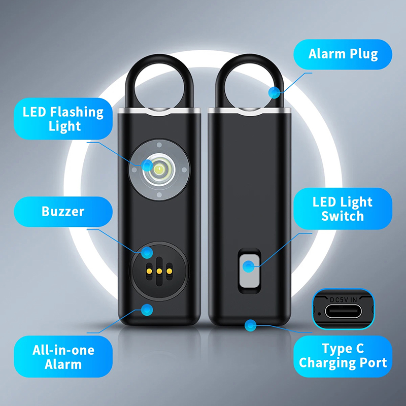 KIPRUN Noise Alarm Keychain, 130db Rechargeable Personal Alarm Keychain ...
