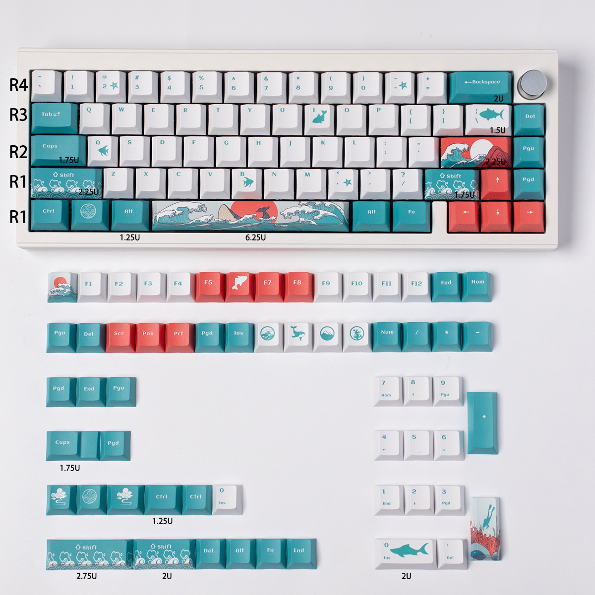 126 Keys Coral Sea Keycaps PBT Dye-sublimation Cherry Profile Keycap ...