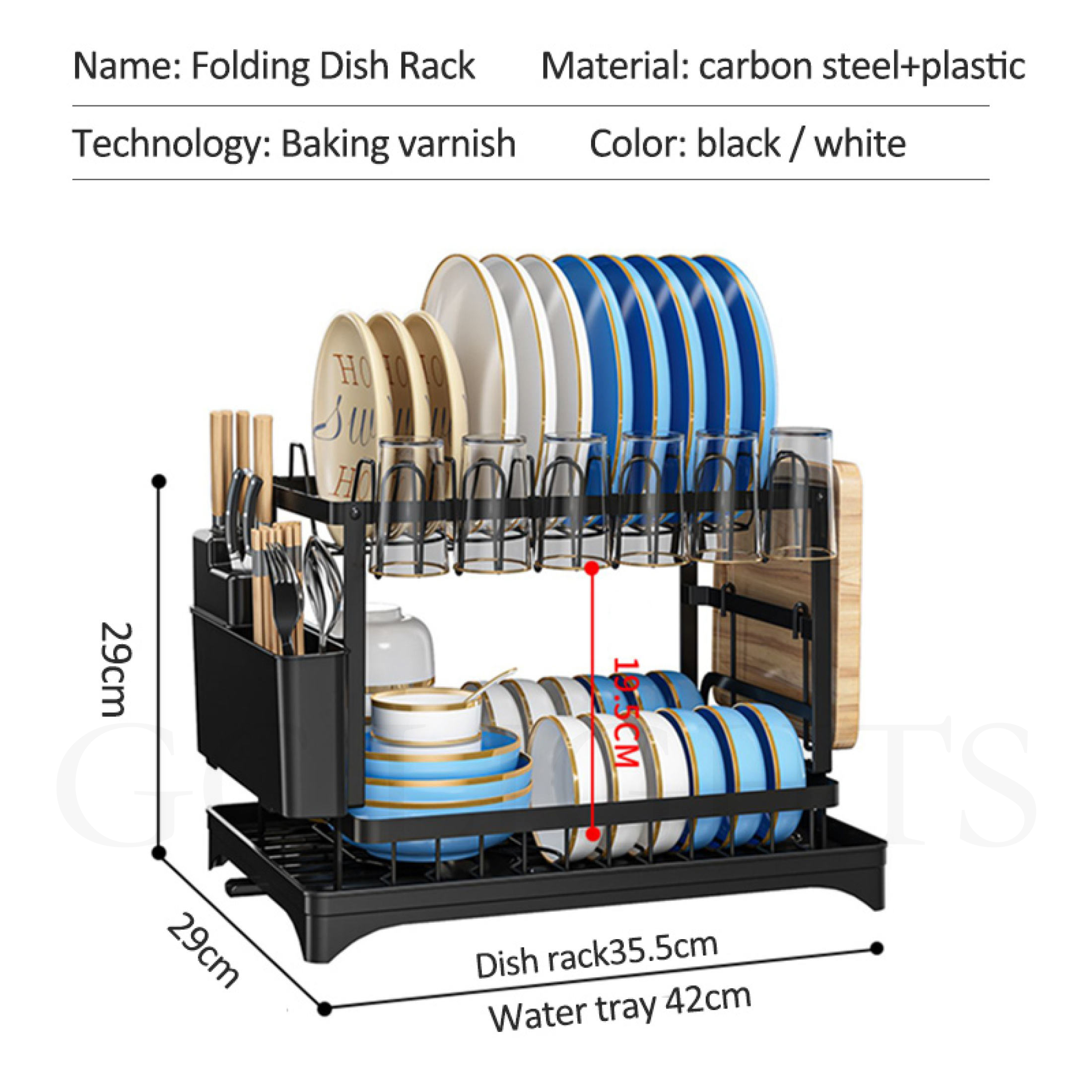 Folding Bowl Rack Double Layered Plate Rack Multi-function Rack ...