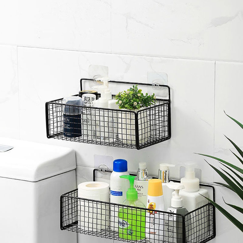 Multipurpose Metal Bathroom Storage Rack Wall-mounted Hanging Rack ...