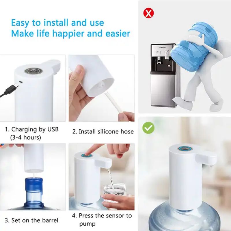 Automatic Water Dispenser Rechargeable USB Charging Portable Water Pump ...