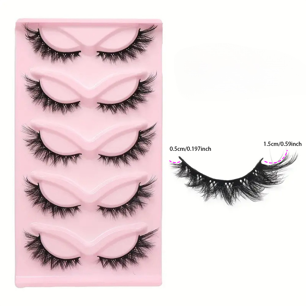 5 Pairs Cat Eye Lashes Wispy Fake Lashes Fluffy Cat Eye Lashes ...