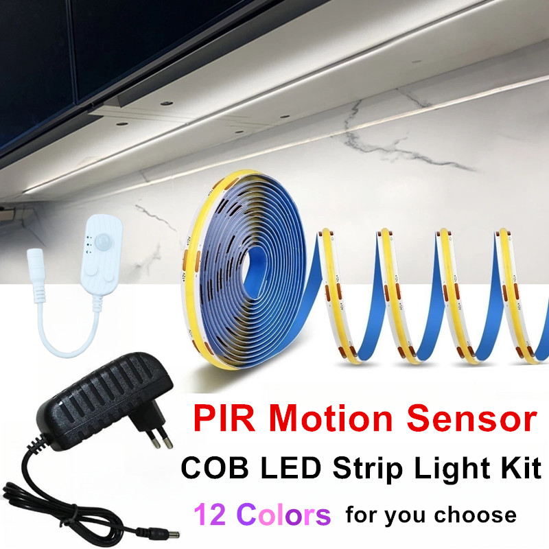 COB LED Strip Light, Motion Activated Light Strip with Adapter, Night ...
