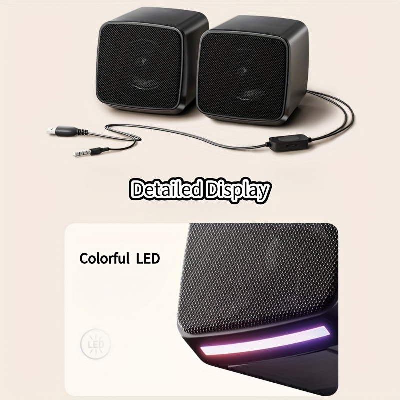 E-1078 USB Wired Computer Speaker with USB Power 3.5mm AUX Input ...