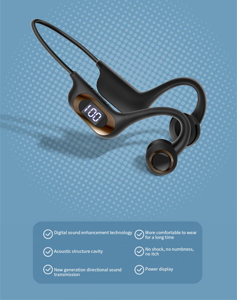 Bone Conduction Earphone Wireless Bluetooth 5.3 Headphone Outdoor Sport ...