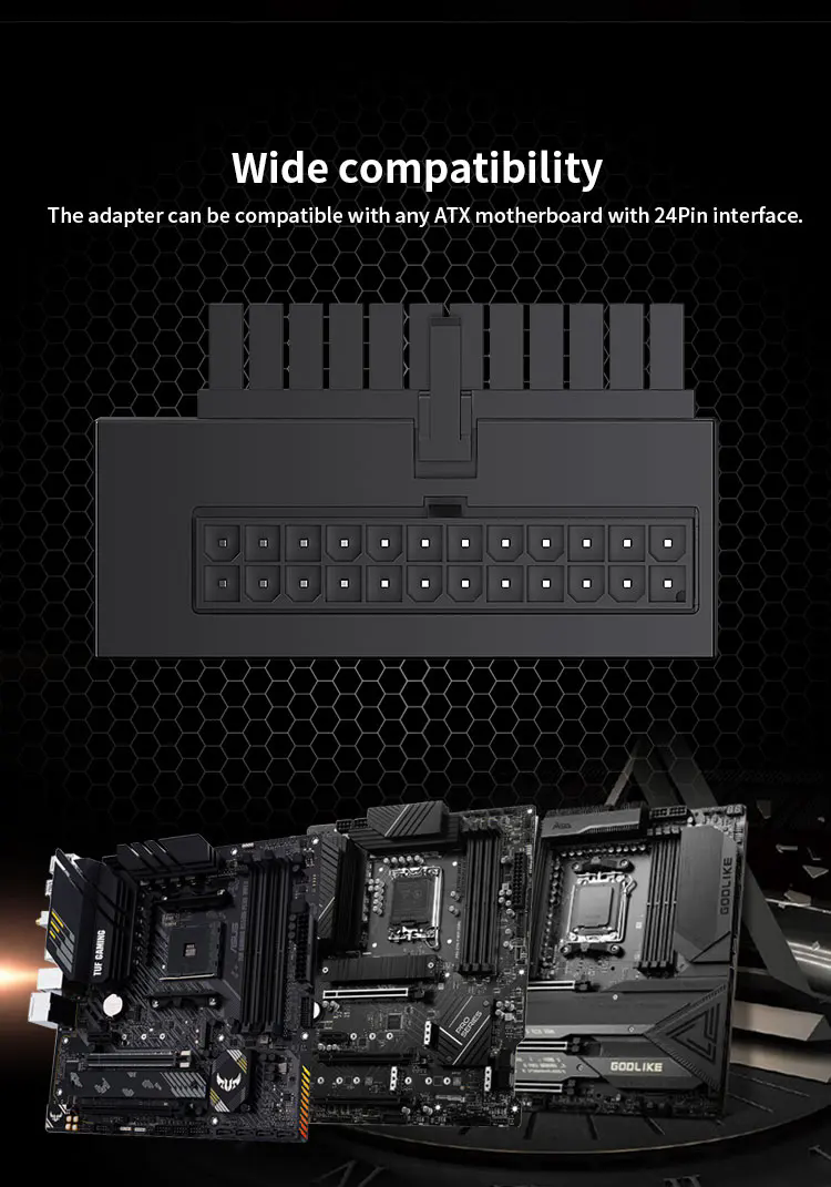 Ocng AX05 ATX 24 Pin to 90° ARGB Power Plug Adapter Motherboard Power