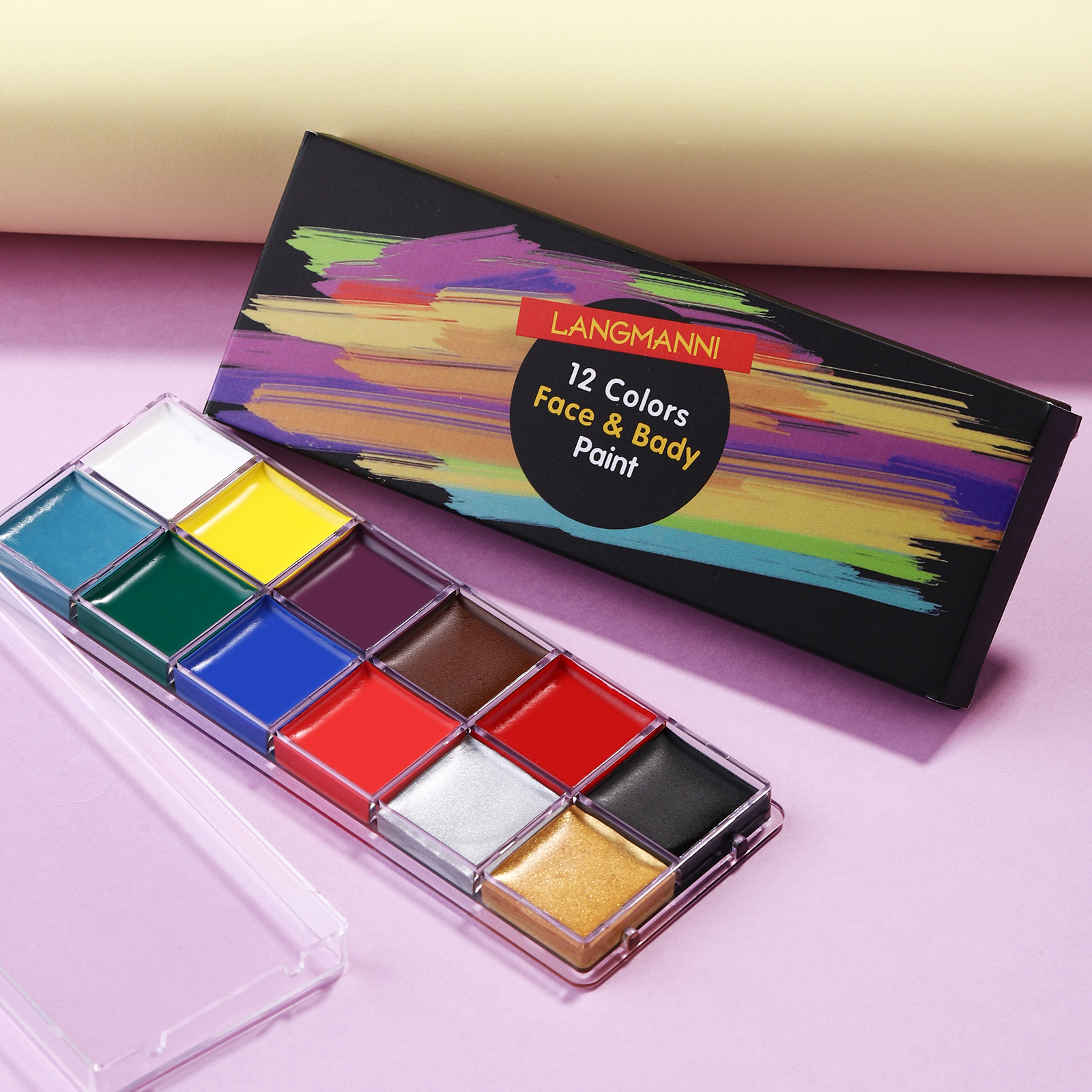 LANGMANNI 12 COLORS FACE AND BODY PAINT HIGHLY SATURATED DIY BODY PAINT ...