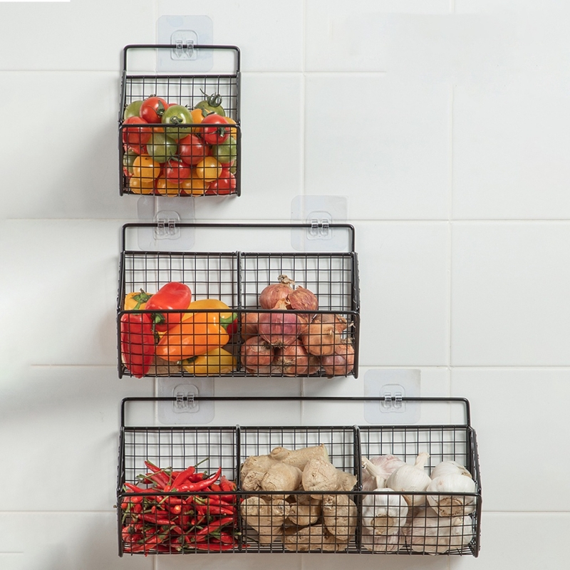 kitchen condiments organizer rack wall hanging seasoning storage onion ...