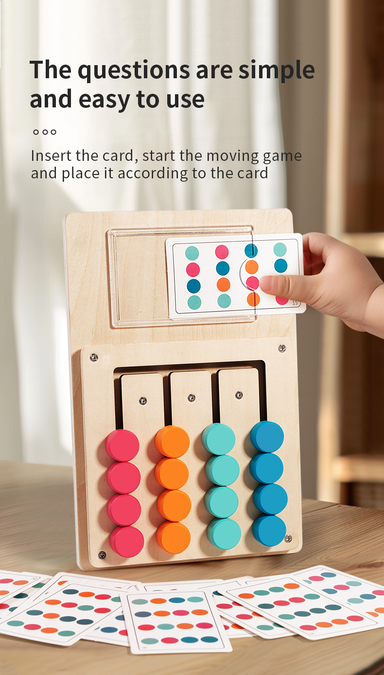 Montessori Slide Puzzle Color Sorting Matching Wooden Toys Color ...