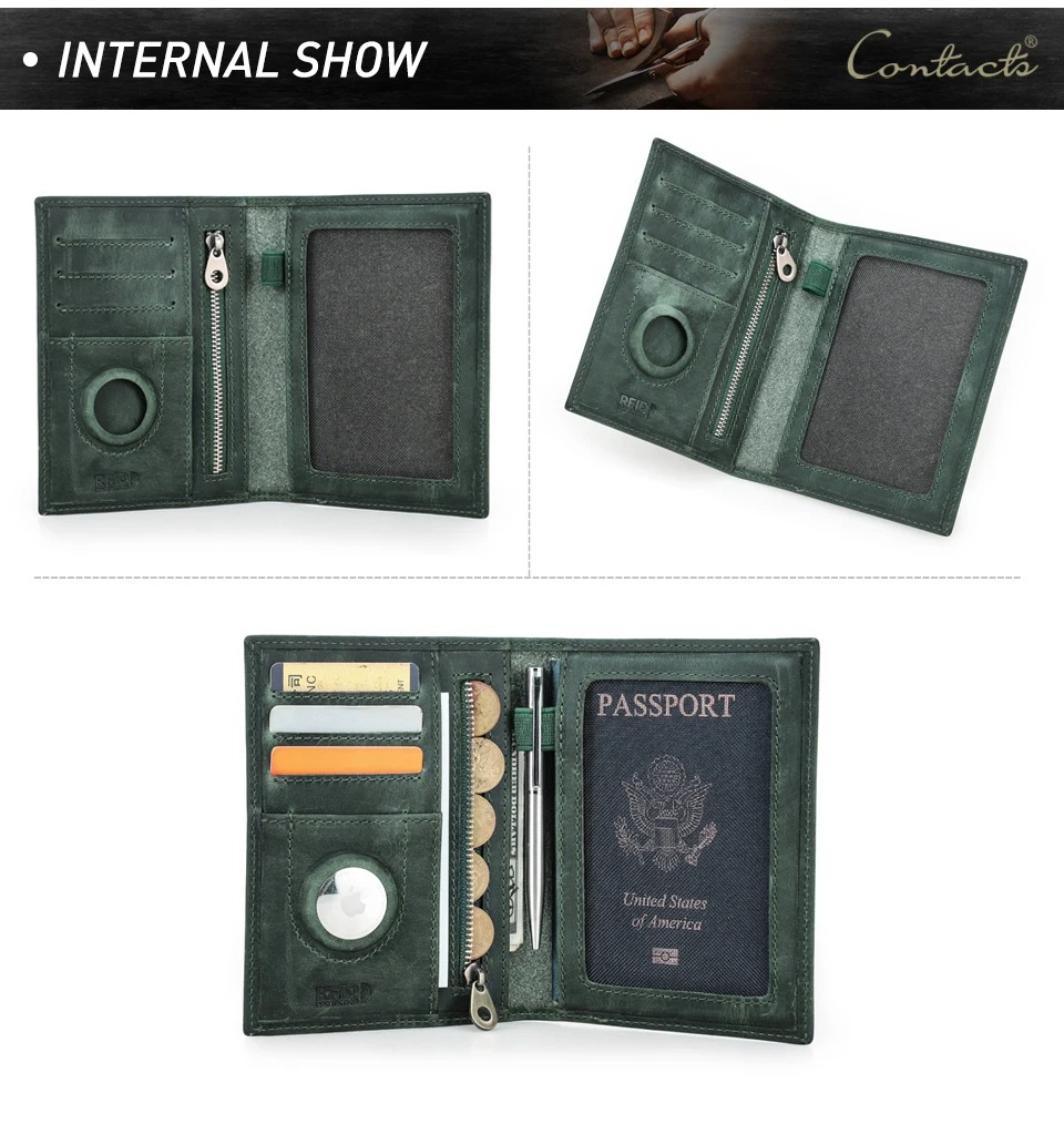 CONTACT'S Genuine Leather Passport Wallets for Men Card Holders Coin ...