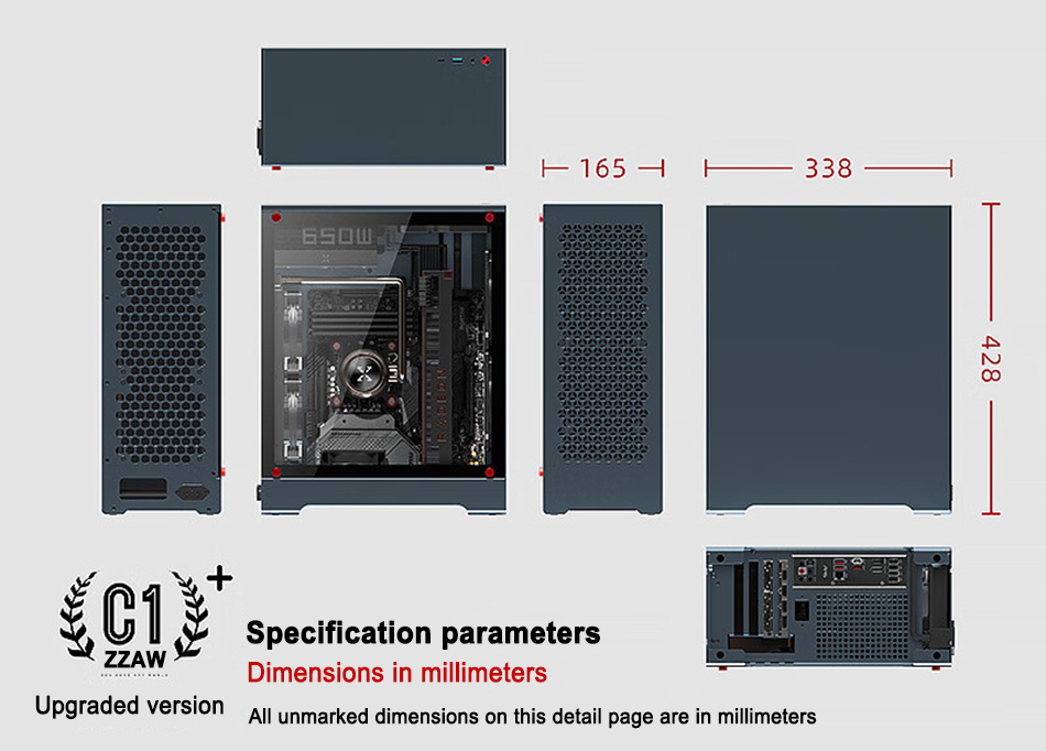 ZZAW C1 Upgraded Version All Aluminum MATX/ITX Case Side Tempered