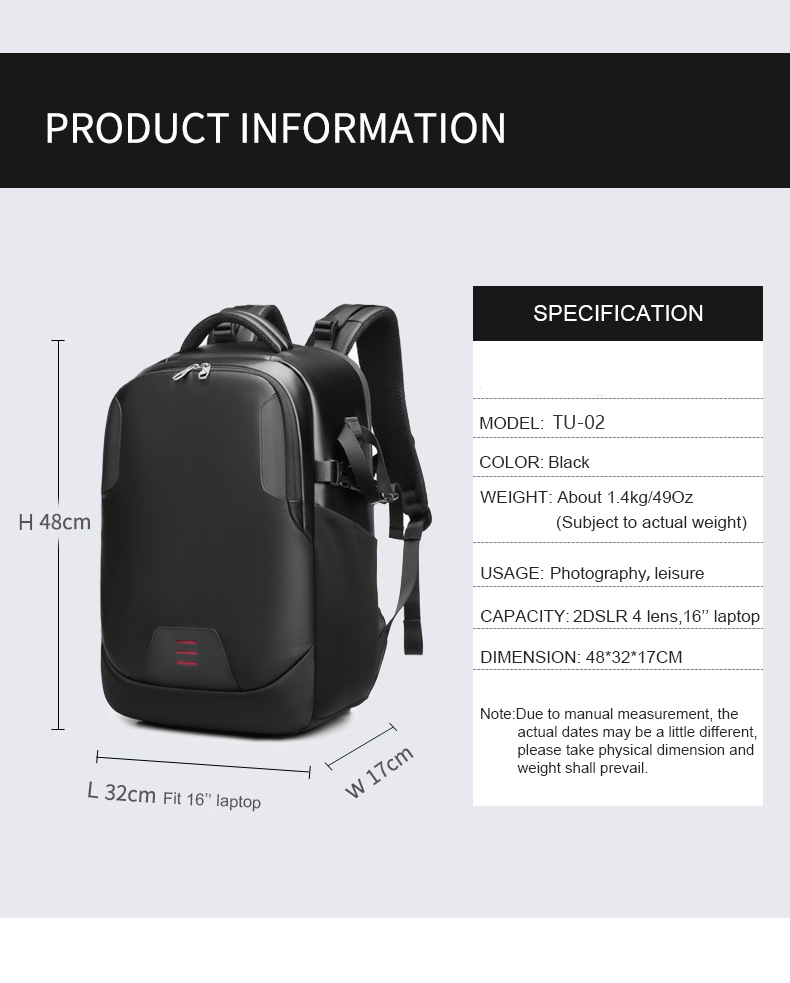OUTWALK Large Capacity Camera backpack Digital Dslr Bag Waterproof ...