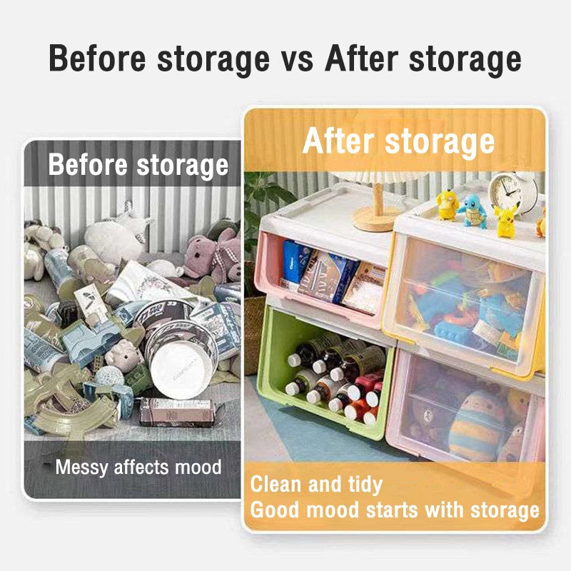 【3-piece set】Flip Top bathroom Storage Box Stackable kitchen Organizer ...