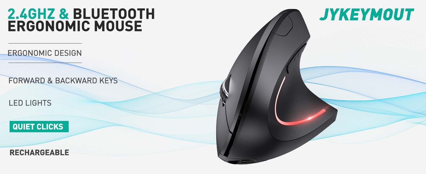 Ergonomic Vertical Wireless Mouse, Rechargeable 2.4GHz Optical Mice 800 ...