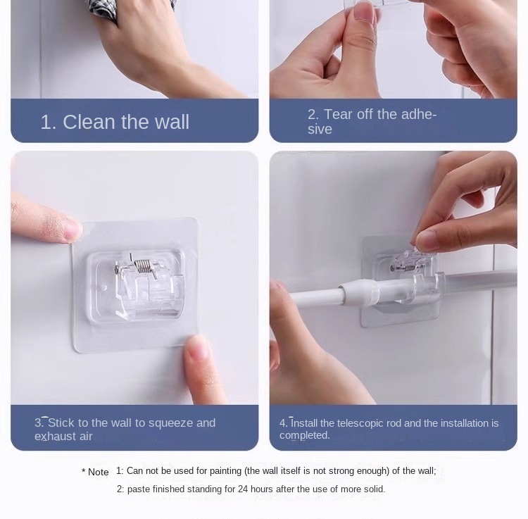 thumbnail image 2 of Curtain Rod Shelf Bracket Nail-Free Adjustable Curtain Rod Holders With Wall Hooks Dailymall I.382314978 2 of 12