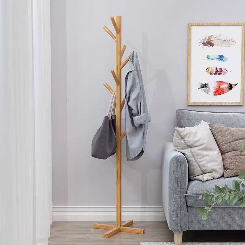gooreestyle Bag Rack Stand Solid Wood 8Hooks White/Wood/Brown Clothes ...