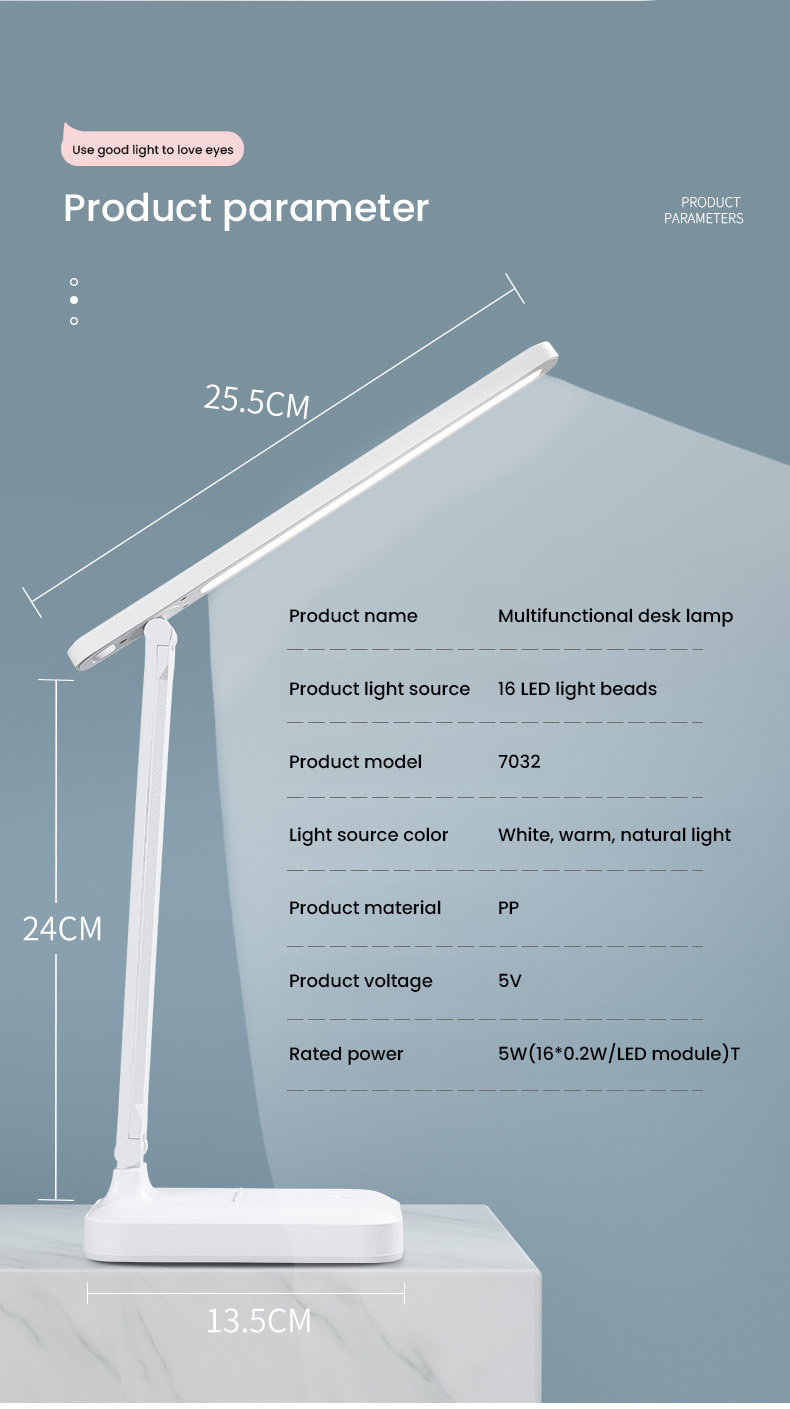 USB Rechargeable LED Desk Lamp Study Lamp Stepless Dimming Table Lamp ...