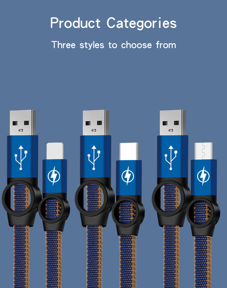Ferris Wheel Charging Cable For ios Micro Type C Braided Flat Fast ...