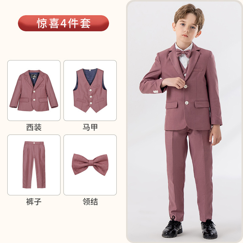 Children White Pink Piano Party Dress Kids Jacket Vest Pants Bowtie 4PS ...
