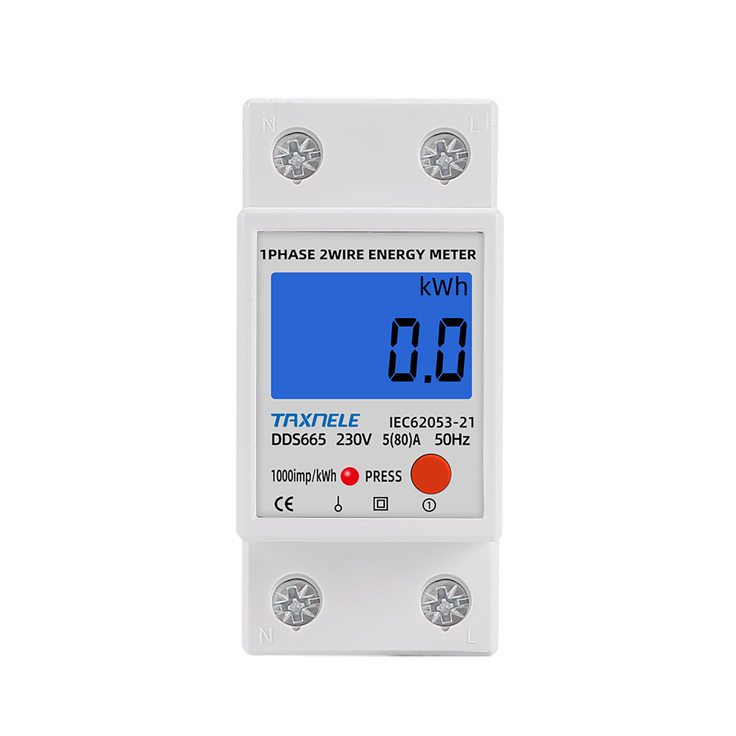 TAXNELE Single Phase LCD Digital DIN rail Reset Energy Meter kWh ...