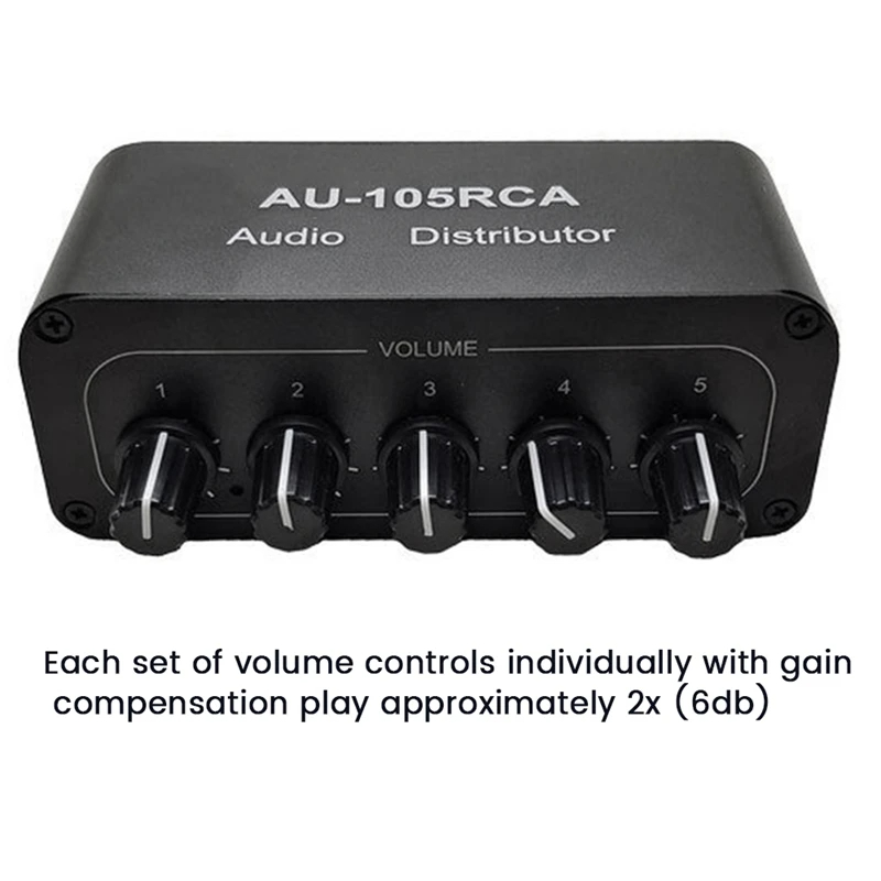 5CH Audio Distributor Stereo Audio Mixer 1 Input 5 Output RCA Splitter ...