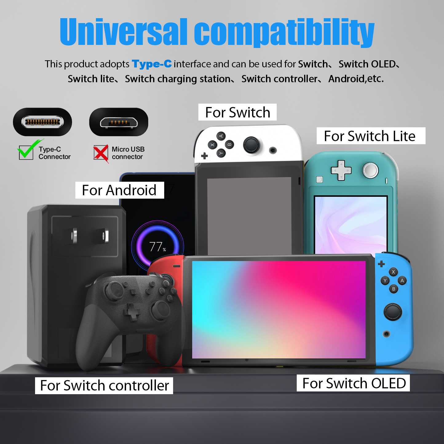 New Charger for Nintendo Switch, 45w Ac Adapter Power Supply, 15v 2.6a ...
