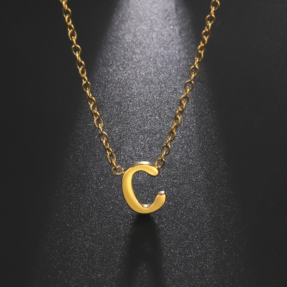Charms Gold Chain Initial Metal Pendant Necklace Letters Jewelry Cut ...