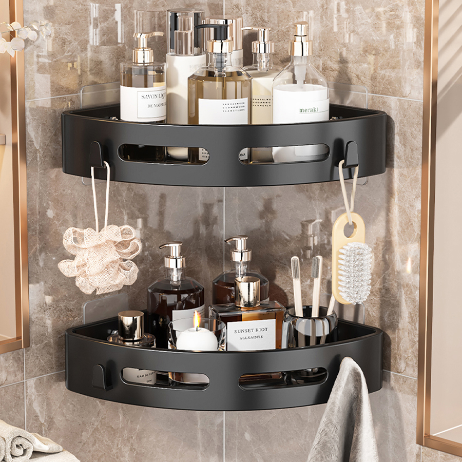 Bathroom Corner Shower Organizer: No-Drill Wall-Mounted Shelves for ...