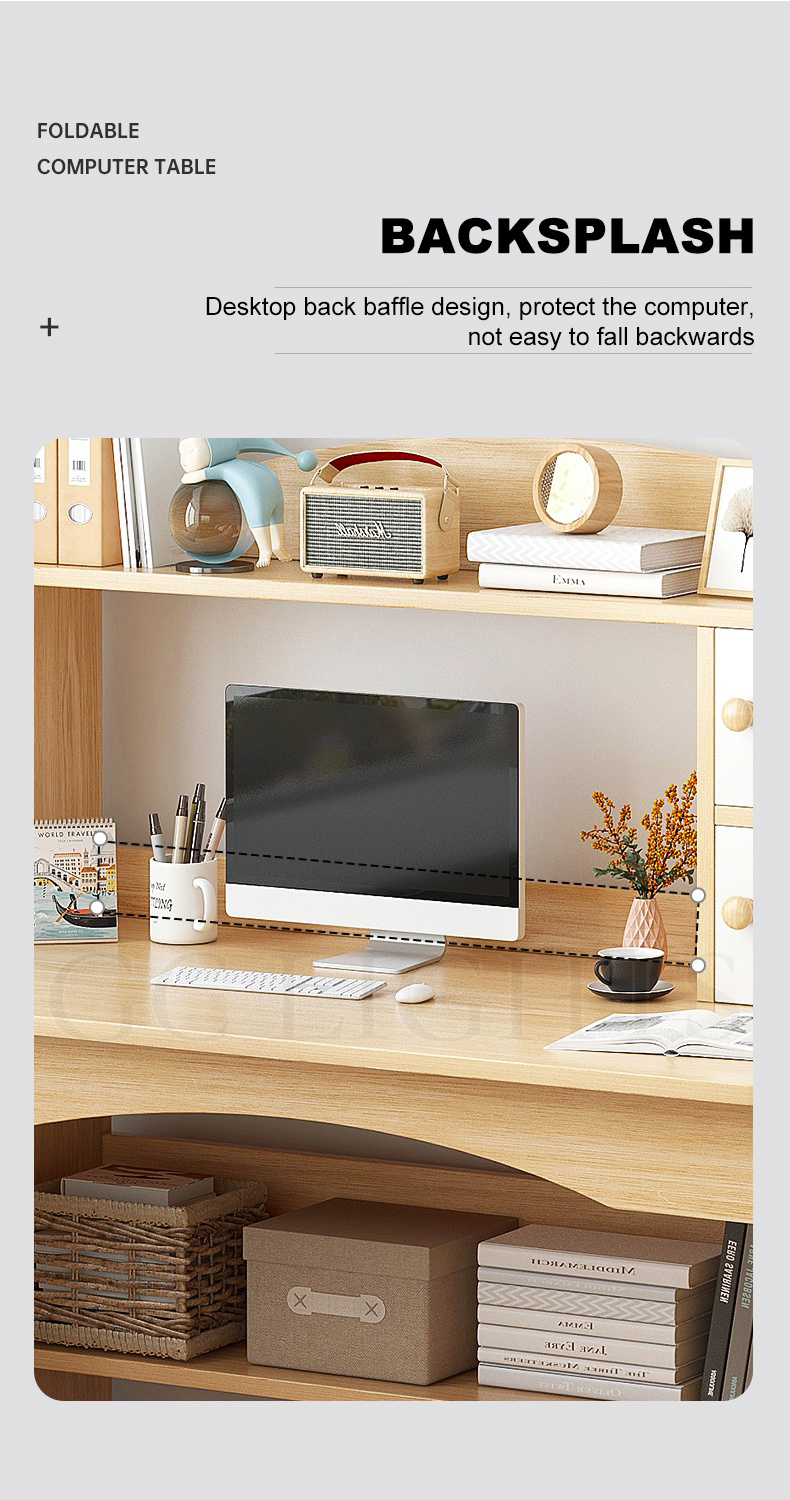 GC Computer Table Desktop with Drawer and Shelf Desk Bookcase ...