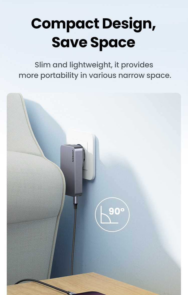 UGREEN GaN 65W Ultra-thin Fast Charger Adapter 3-Port GaN Compact Fast ...